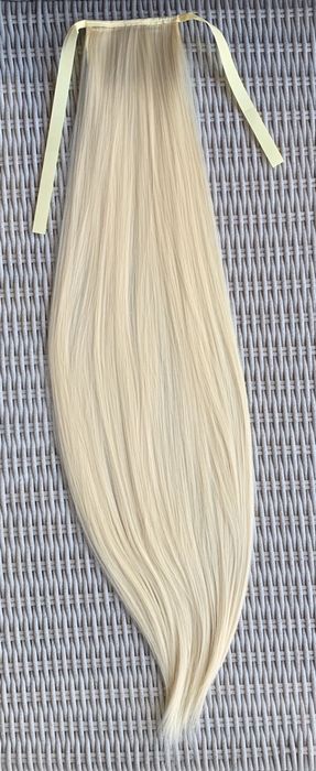Premium Ultra włosy doczepiane, jasny blond, kucyk, treska ( 53 )