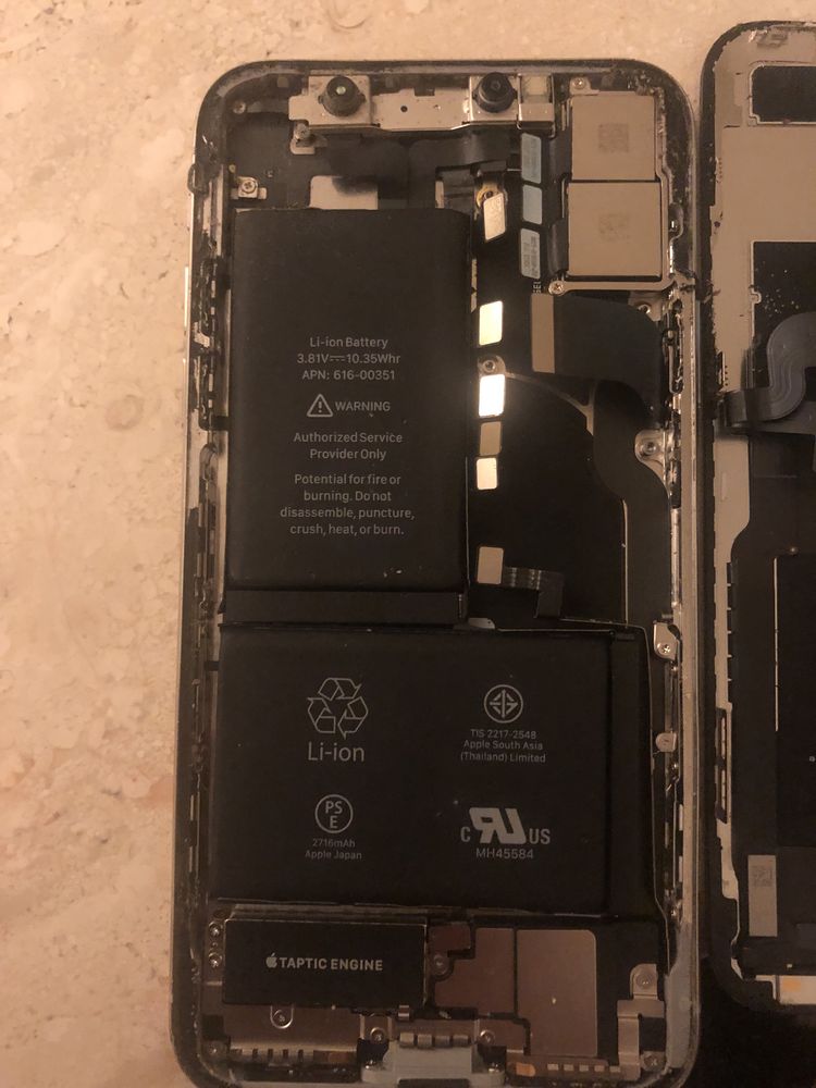iPhone X na części bateria taptic engine