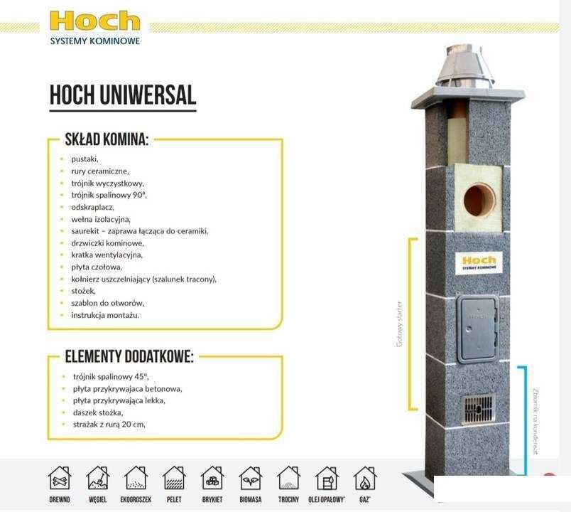 Komin systemowy HOCH Uniwersal 6m fi 200 transport GRATIS