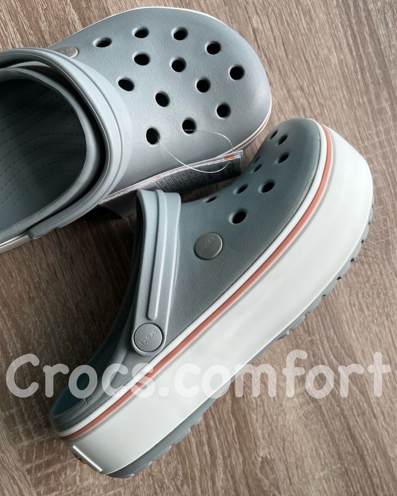 Крокси жіночі крокбенд платформ сірі, crocs crocband platform