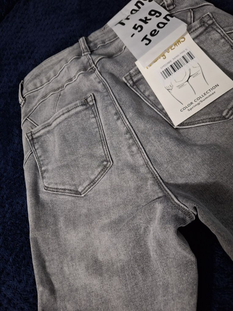 Nowe szare jeansy push up 36 S