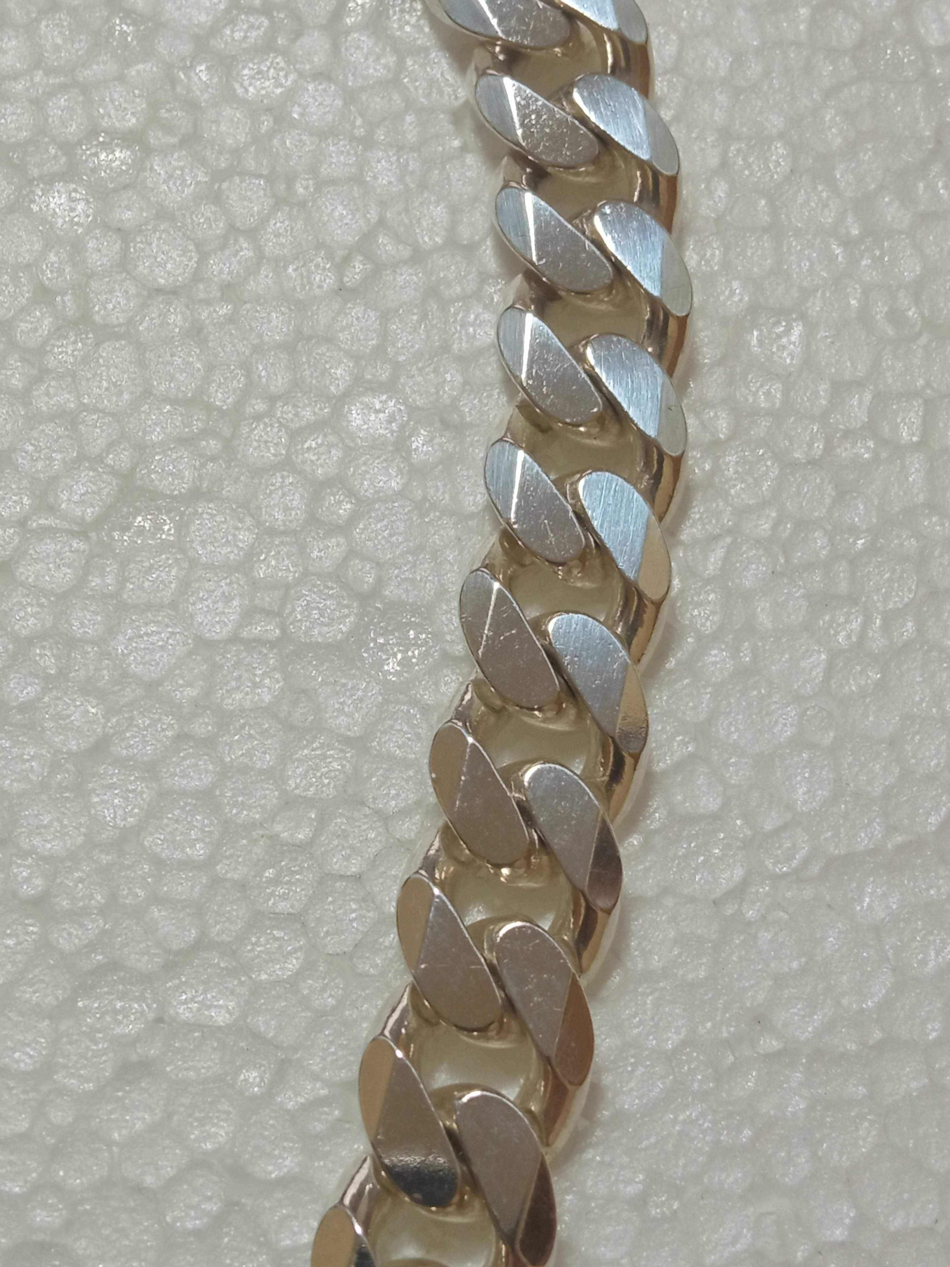 Masywny Srebrny łańcuch Pancerka 50 cm 12mm 138g Męski łańcuszek Sr925