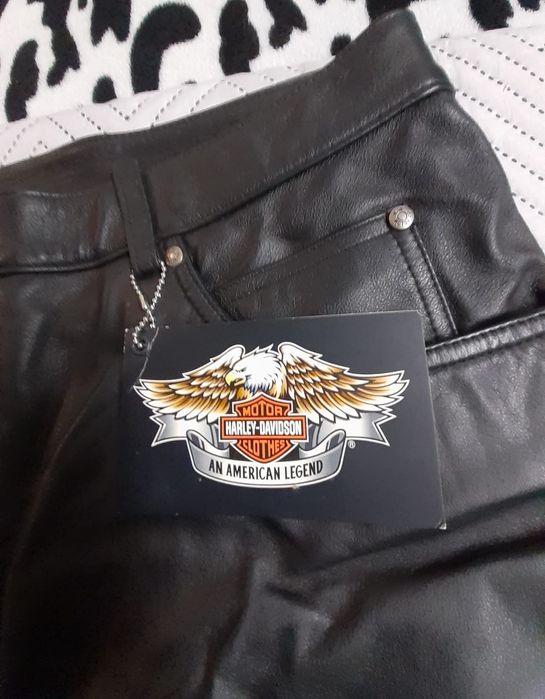 Calças em pele genuína Harley Davidson