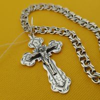 Серебряная цепочка и кулон крестик Хрестик і ланцюжок срібний Бісмарк