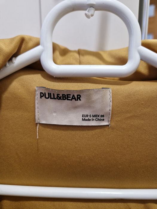 Musztardowa bluza kurtka miś S pull and bear