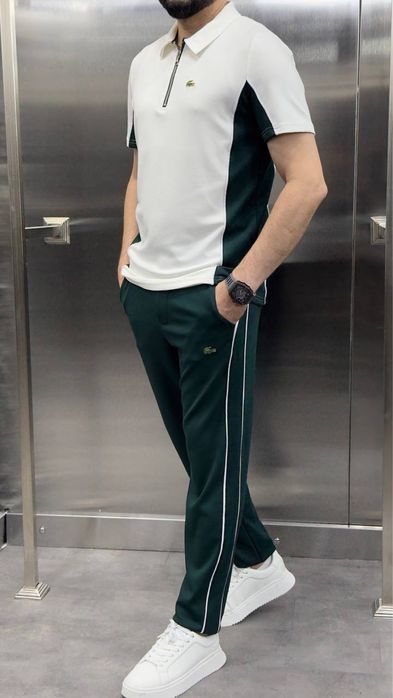LACOSTE спортивный мужской костюм комлпект летний футболка шорты