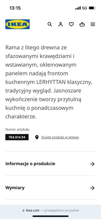 Drzwi LERHYTTAN jasnoszary 60x40
