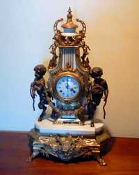 Relógio Mesa Bronze Alabastro Francês Séc XIX