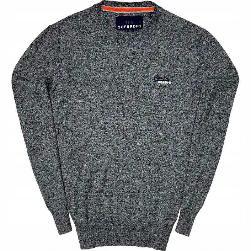 Superdry Bawełniany Sweterek z Kaszmirem Męski Logowany na Piersi r. S