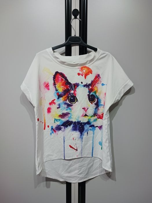 Bluzka z kolorowym kotem rozm. S