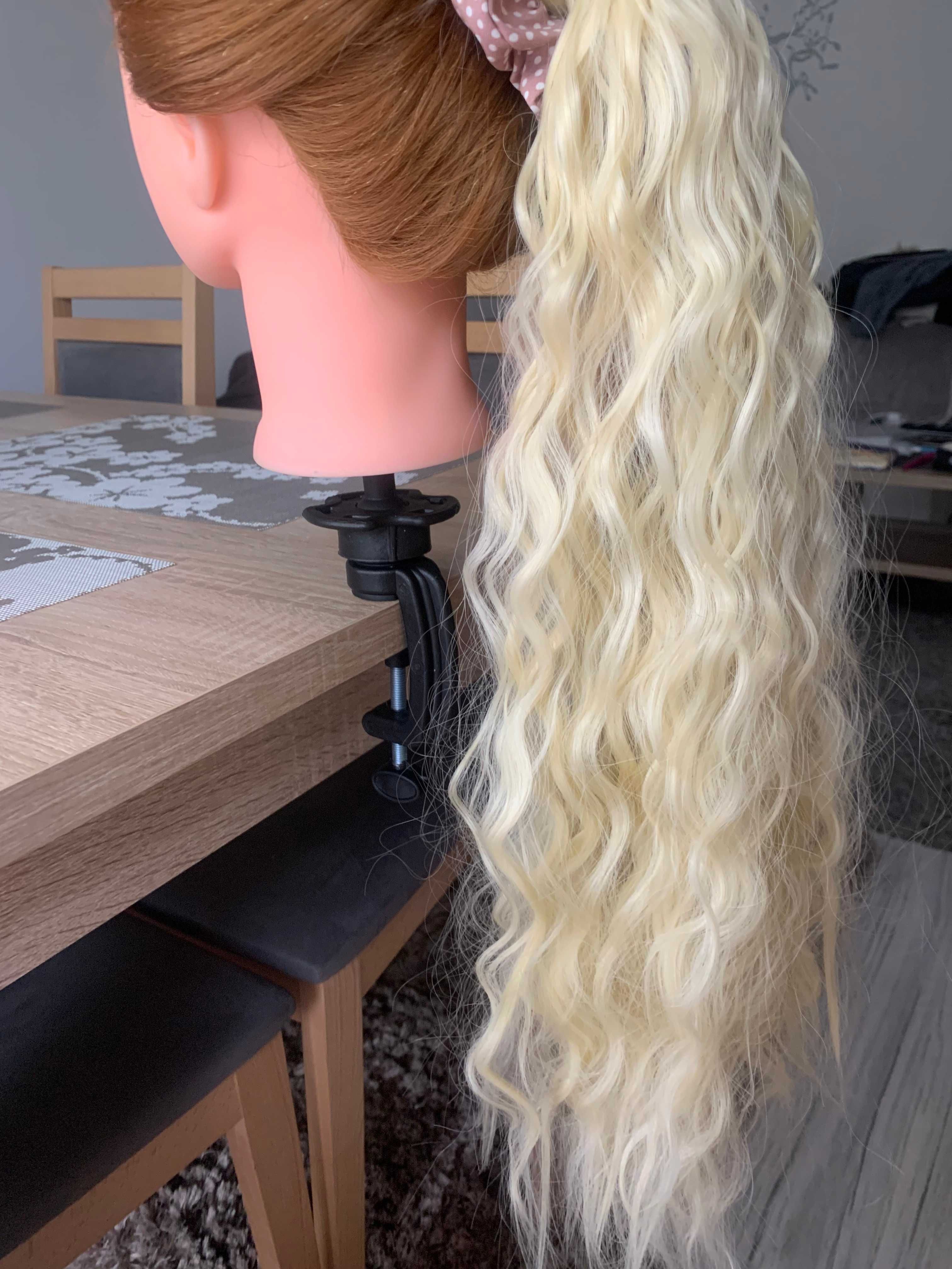 Doczepiany gruby kucyk do włosów bardzo jasny blond doczepiane włosy