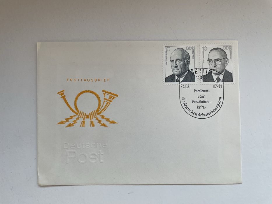 Koperta FDC DDR 1987 – Wybitne osobistości ruchu robotniczego