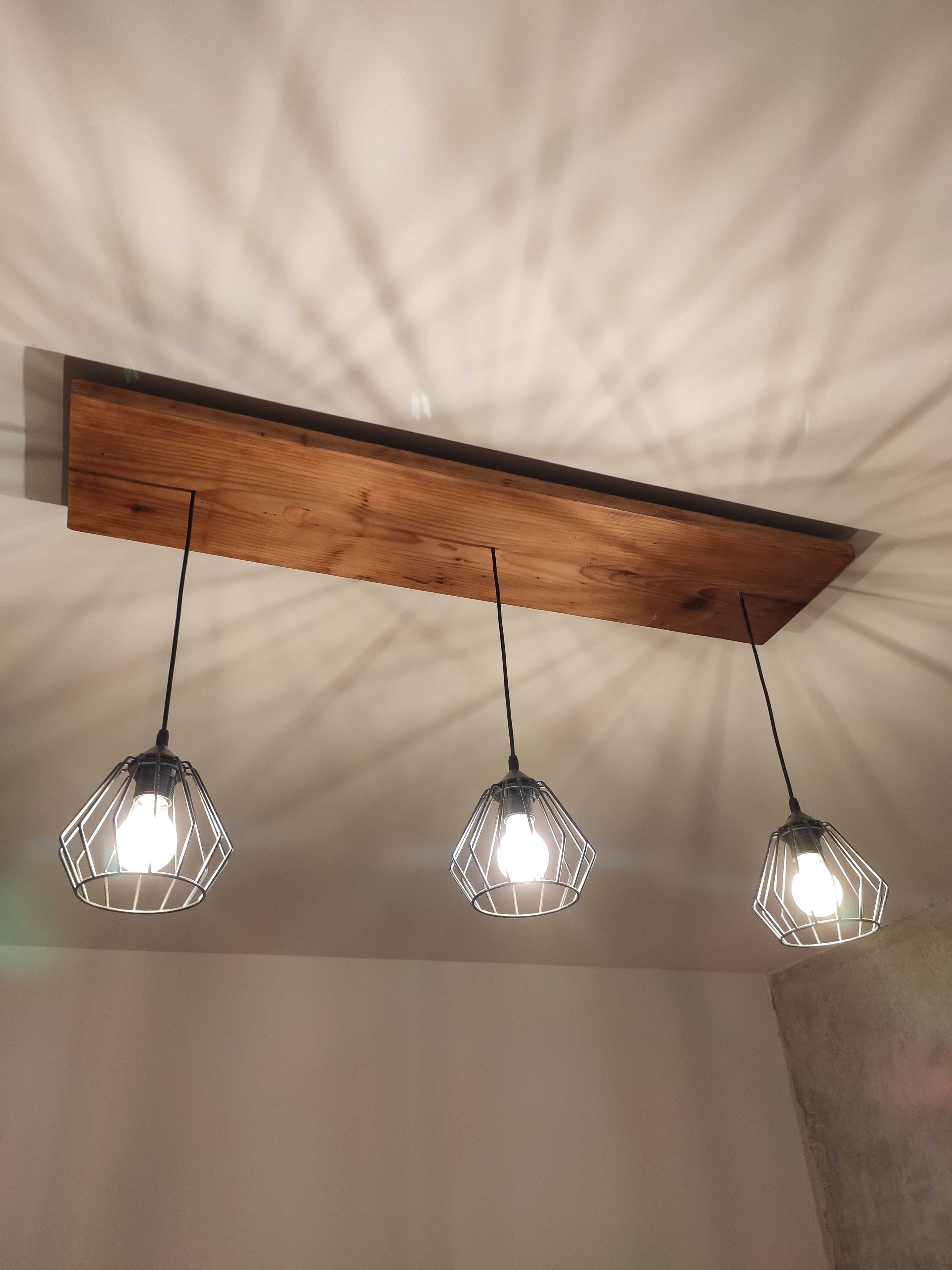 Lampa loft industrial oświetlenie żyrandol loftowy deska rustykalna