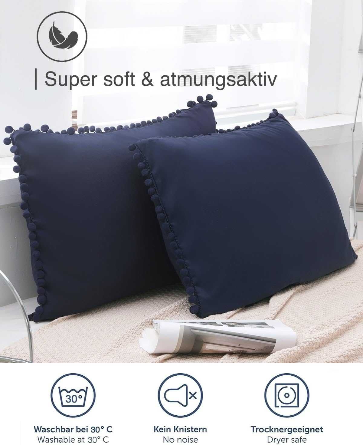 Poszewka na poduszkę w stylu BOHO 40 x 80 cm ciemnoniebieska 2 szt