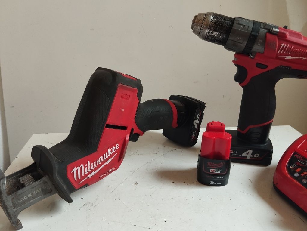 Zestawy Combo Milwaukee M12 3xaku piła szablasta i wkrętarka udar FUEL