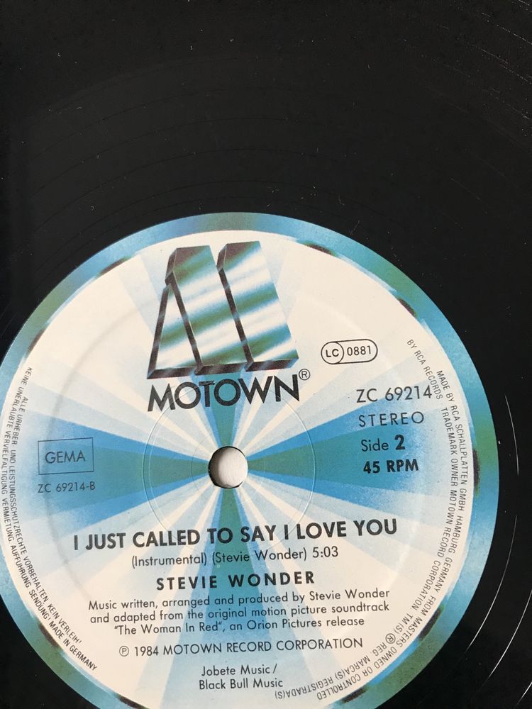 Stevie Wonder - I Just Call To Say I Love You. Winyl,Maxi, Super Vers.