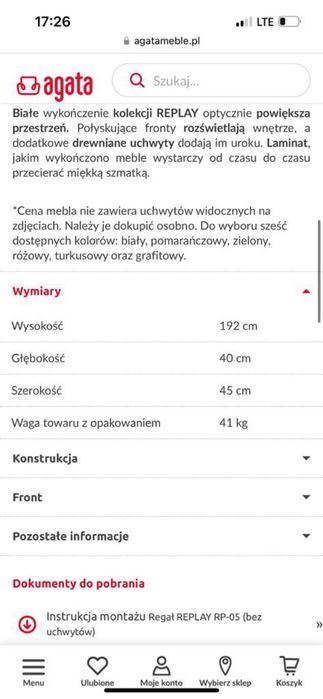 zestaw mebli agata replay
