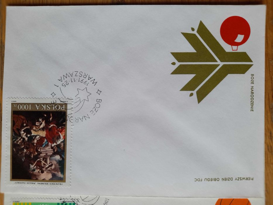 Koperty FDC Pierwszy Dzień Obiegu, zestaw 3 koperty, rok 1991.