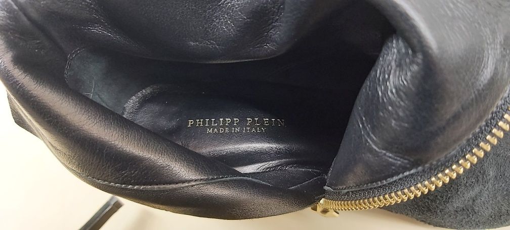 Botki czarne PHILIPP PLEIN 100% oryginał Skóra  r.38 Jak Nowe