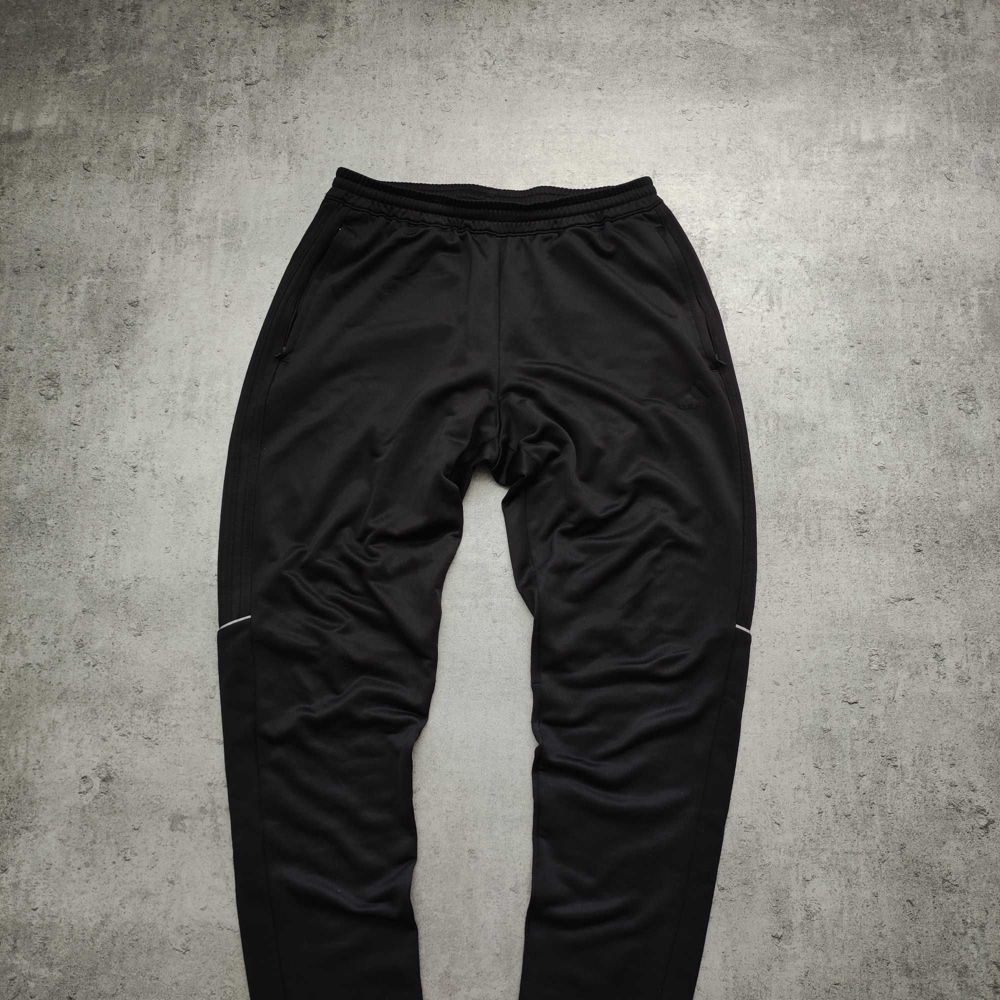 MĘSKIE Dresy Sportowe Spodnie Czarne ClimaCool Adidas Logo Joggery GYM