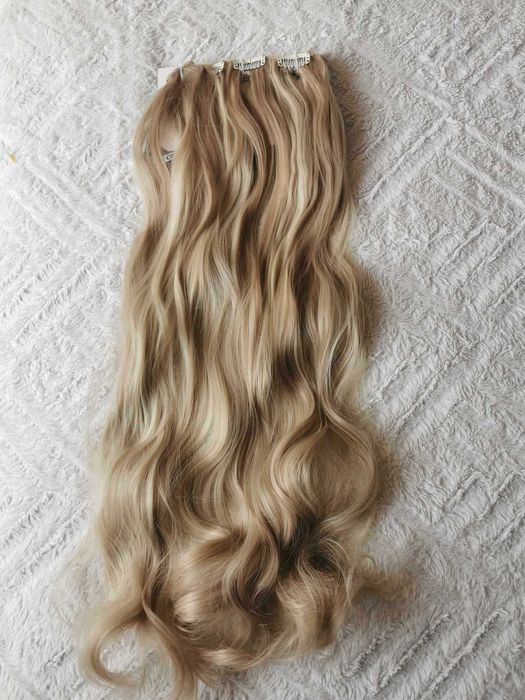 Doczepiane włosy clip in 65 cm pasma blond