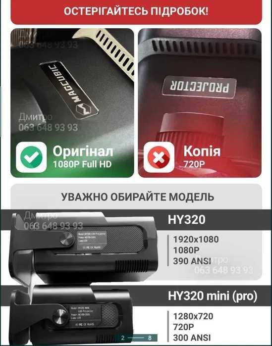 MagCubic Hy320 Full HD. (НЕ Mini версія). оригінальні. 390 ANSI