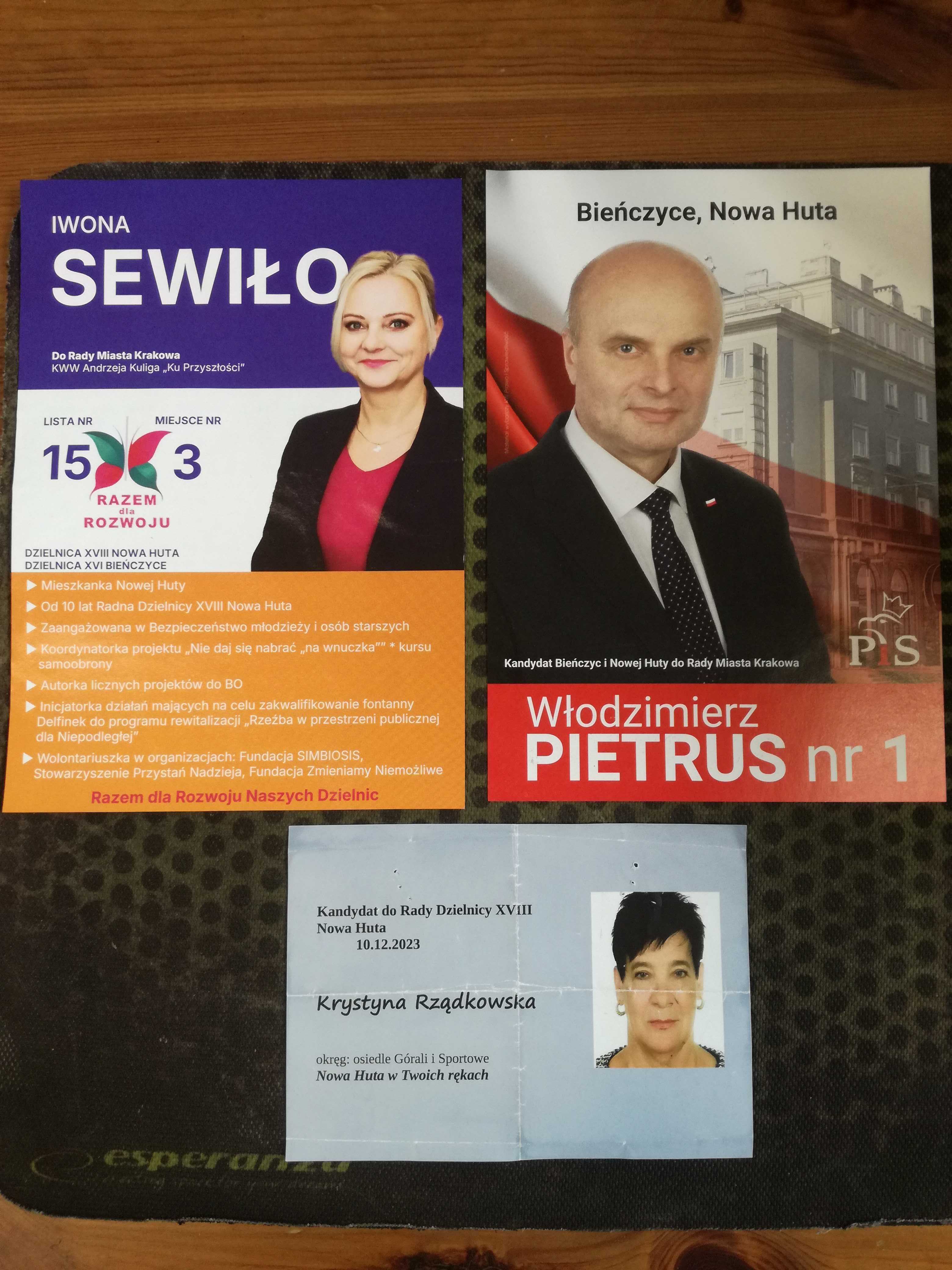 Wybory samorządowe w Krakowie materiały wyborcze, ulotki, gazeta