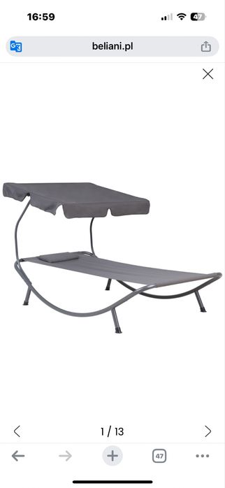 Leżak ogrodowy z daszkuem. Nowy