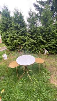 złoty stolik stół ogrodowy balkonowy marmurowy meble na balkon nowy