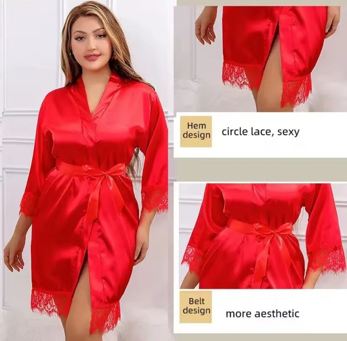 Эротический сексуальный халат с поясом стринги кружево