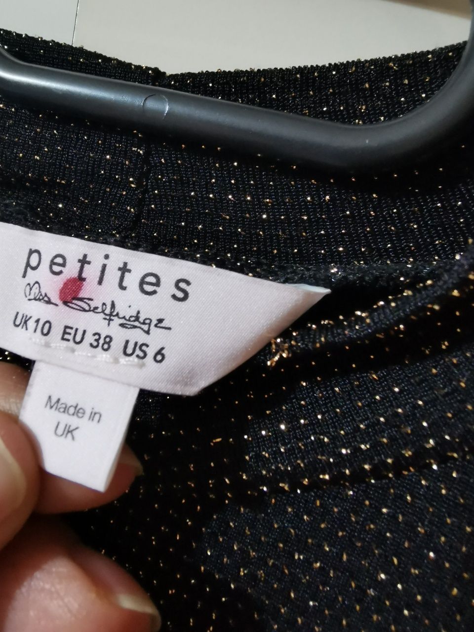 Bluzka crop top świecącą 38 M Petites damska długi rękaw