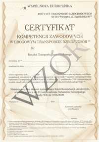 Certyfikat Kompetencji Zawodowych - spedycja, transport, rzeczy, osoby