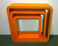 3 designerskie półki pomarańczowe kwadratowe NOWE!