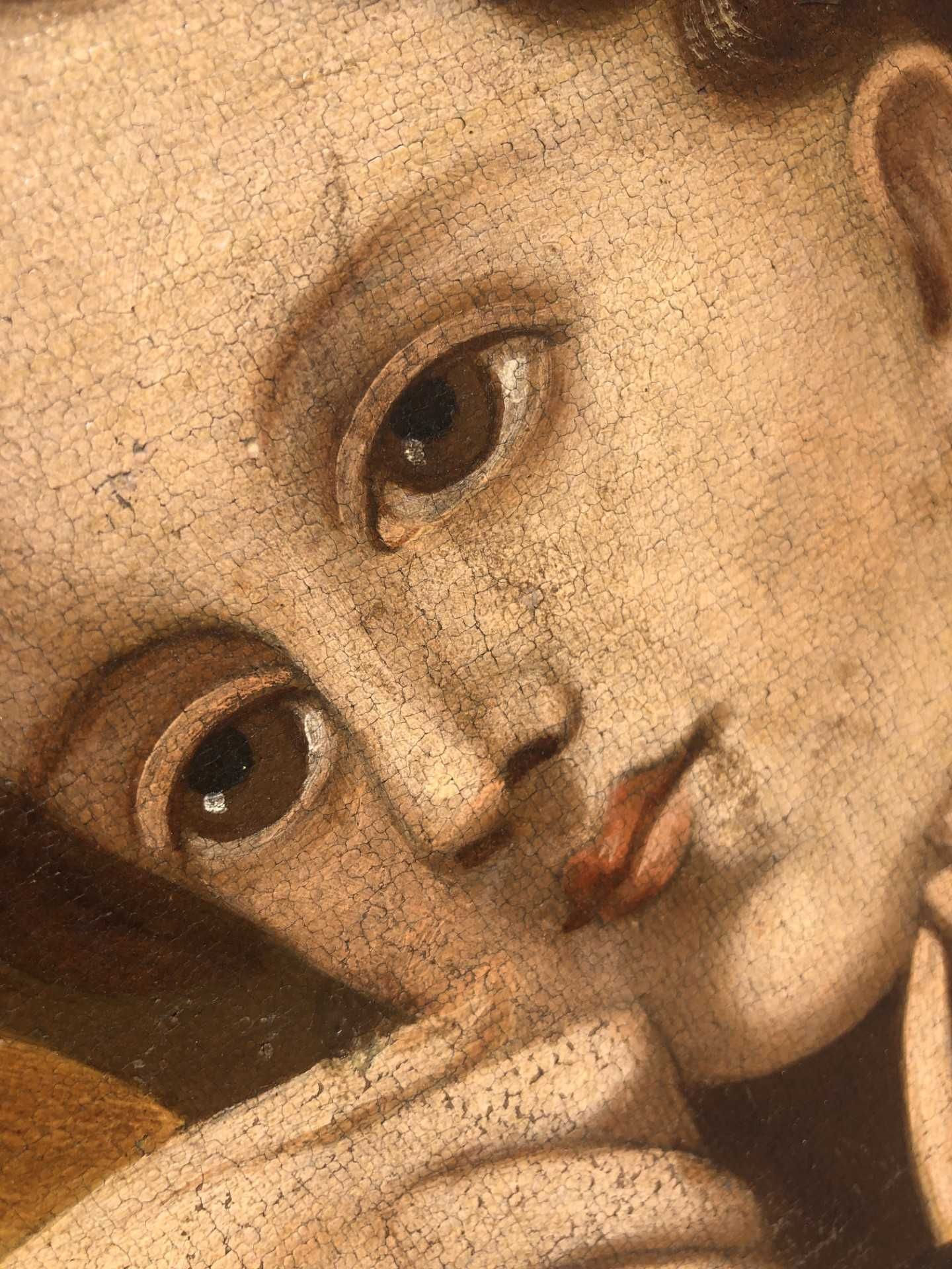 Pintura antiga, religiosa, óleo sobre tela de cerca 1850.
