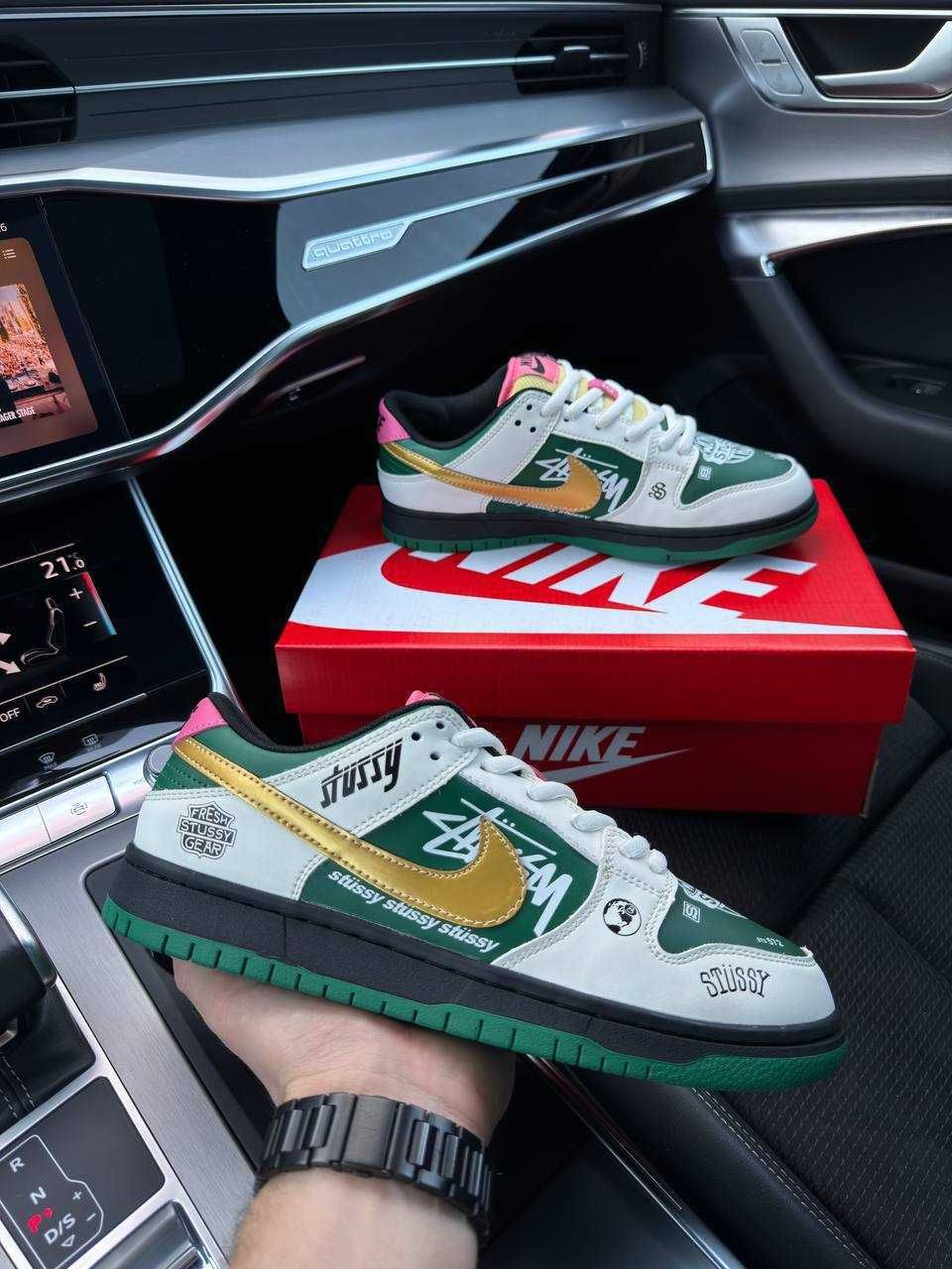 Чоловічі кросівки найк данк Nike SB Dunk Low x Stussy 572 Green Beige