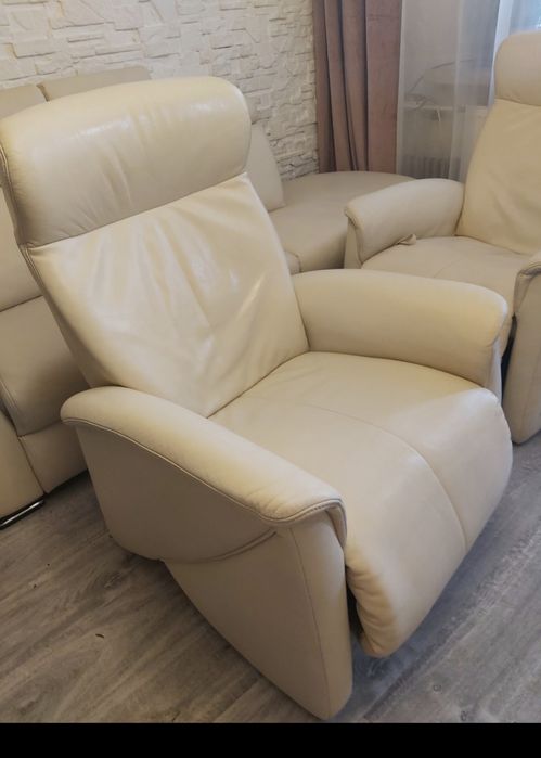 Skóra naturalna 2 fotele i sofa