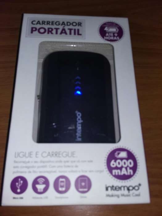 Powerbank 6000Mha Preto Intempo até 9 Horas