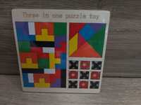 Nowy zestaw edukacyjny ,łamigłówka drewniana ,tetris,kółko krzyżyk