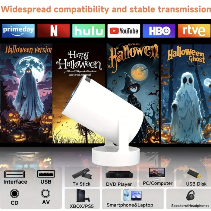 Новий Проектор HY300 – HD, Android 11, YouTube, Netflix, Google Play