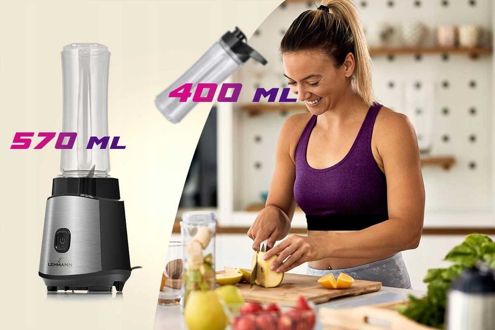 Blender Kielichowy 1200W Do Koktajli Smoothie Kruszenie Lodu 2x Bidon