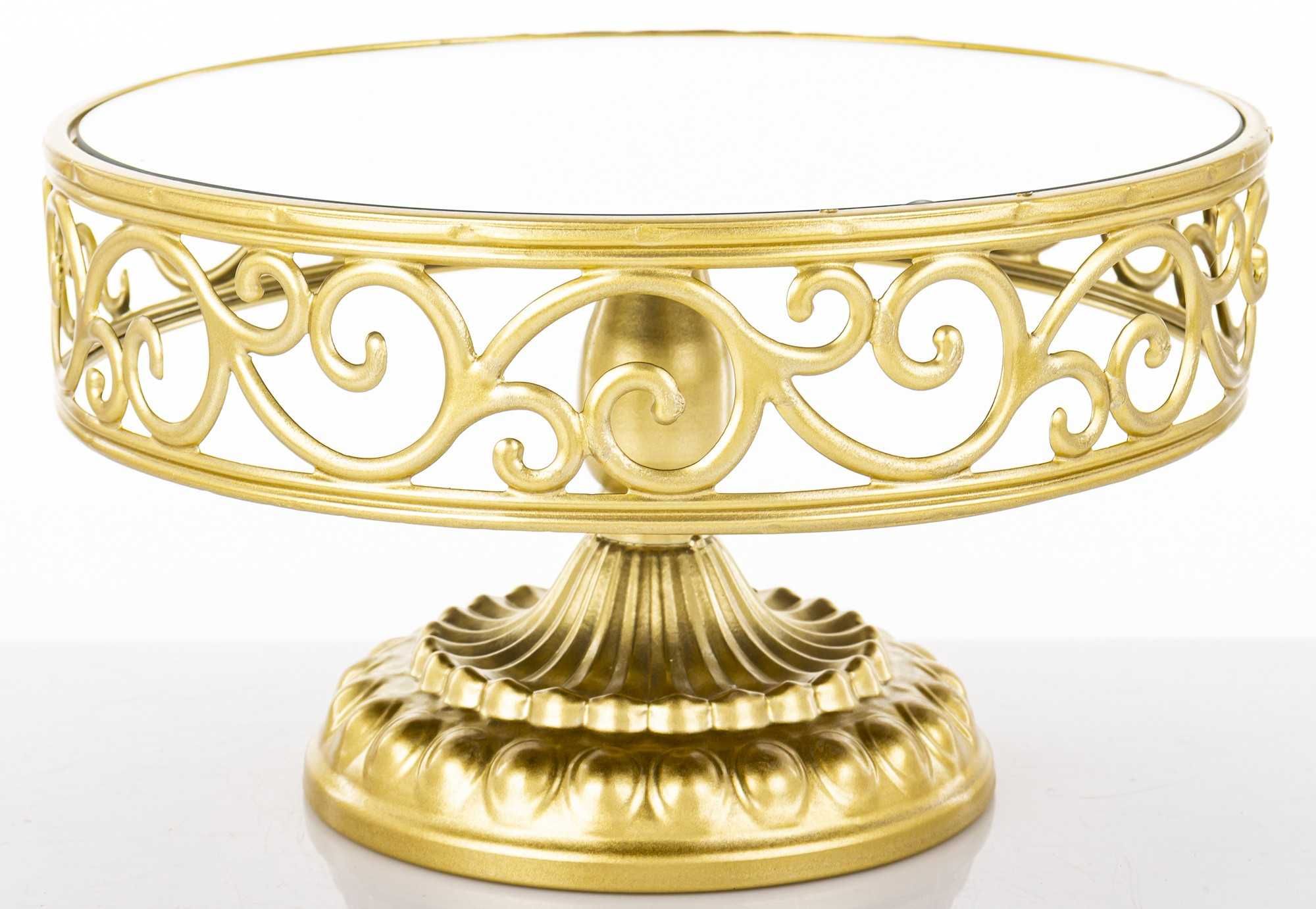 Patera taca złota metalowa 15x26 cm szklana glamour dekoracja pałacowa