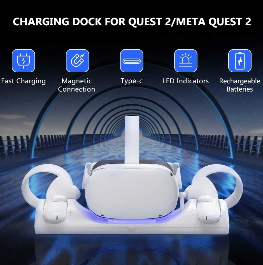 Vakdon stacja dokująca ładująca Oculus Quest 2 VR + Akumulatory