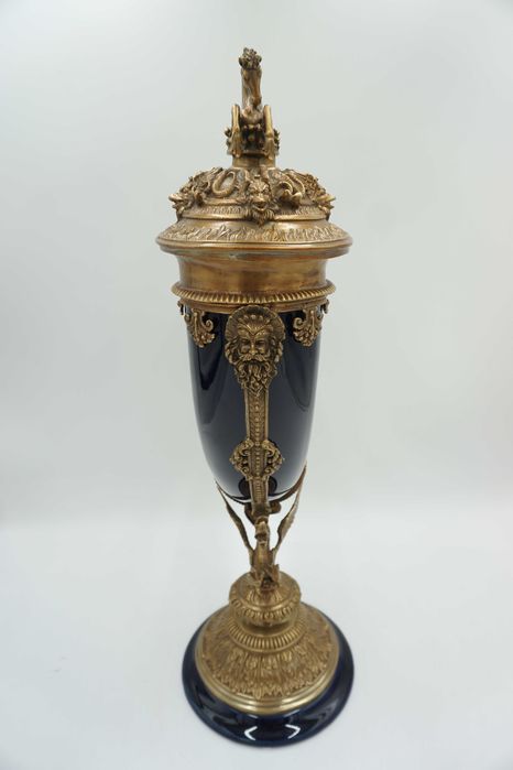 KOBALTOWY róg obfitości brąz z porcelaną dobrobyt szczęście