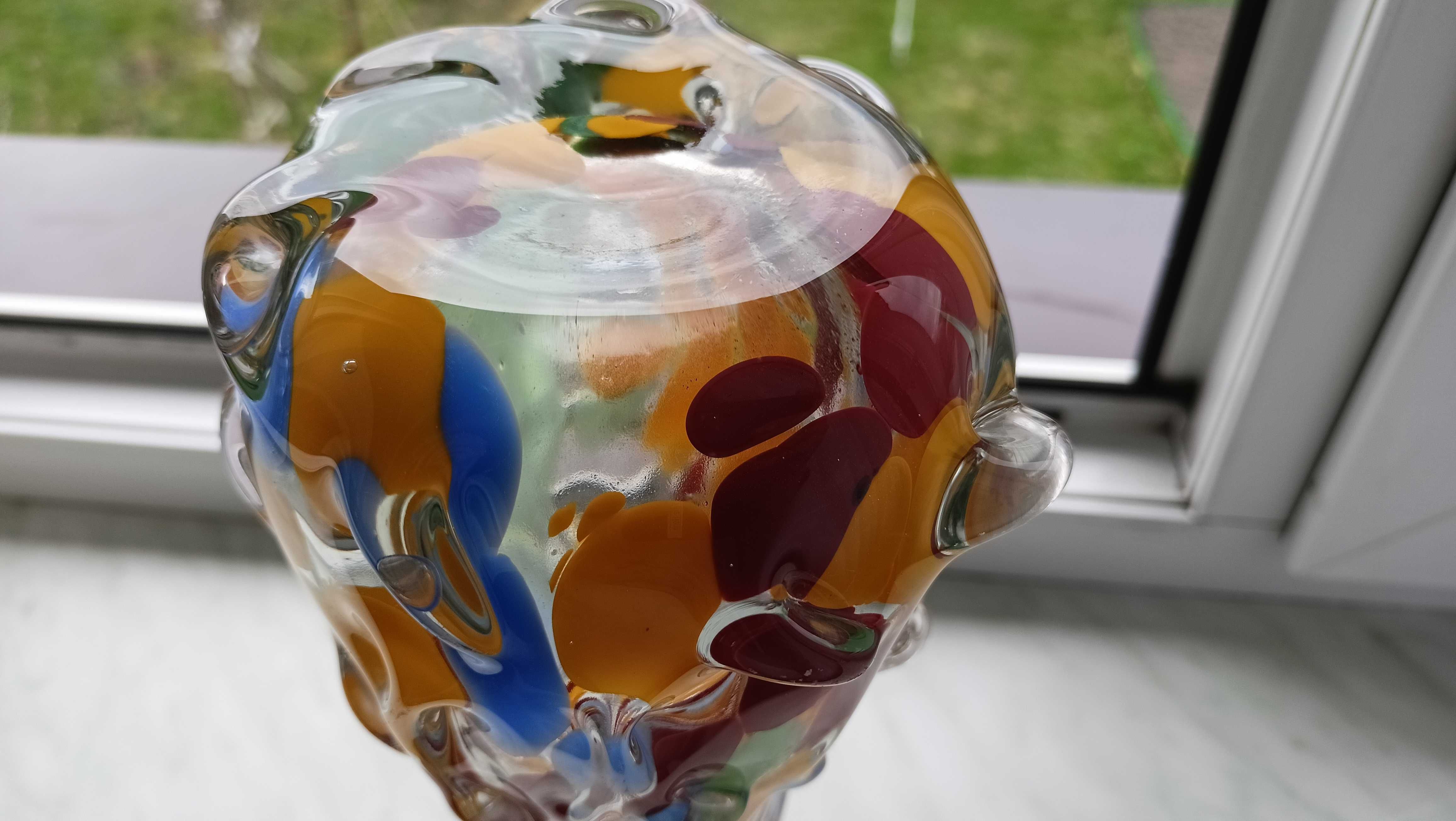 Wazon sękacz PRL, typ murano, ciężki, 31 cm
