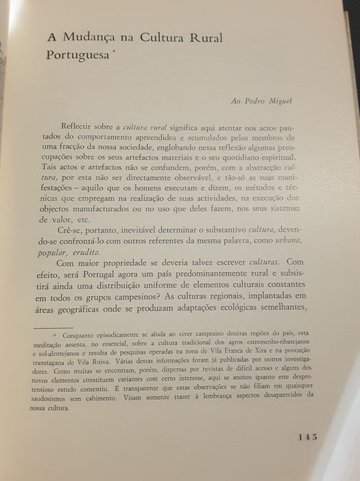 Mudança na Cultura Rural Portuguesa/ Problemas do Mundo Rural
