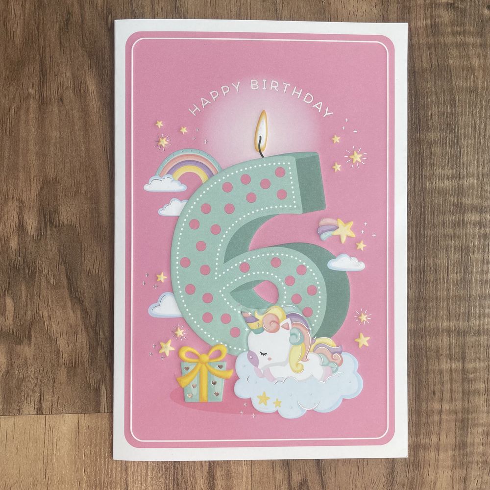 6 lat kartka urodzinowa jednorożec
