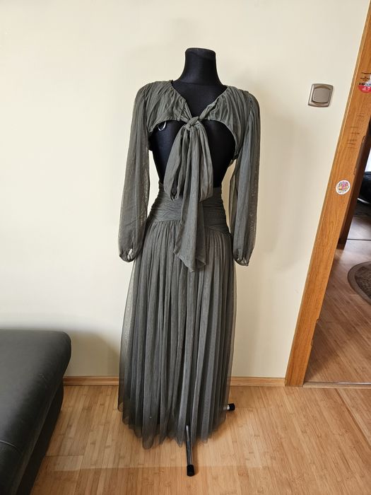 Długa tiulowa sukienka maxi Lace&Beads