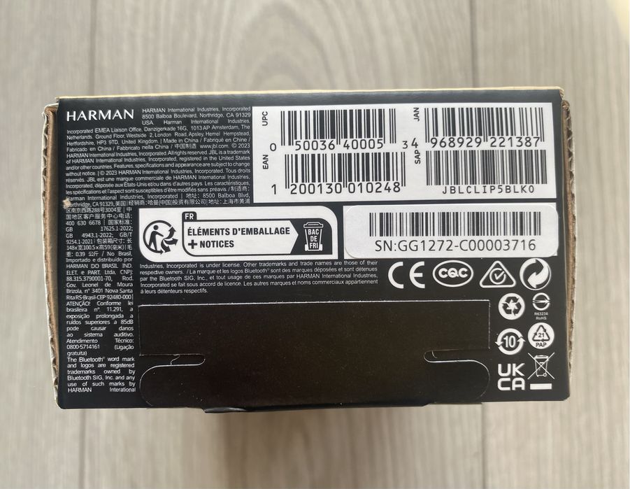 Nowy Głośnik Bluetooth JBL Clip 5 Kolorowy F