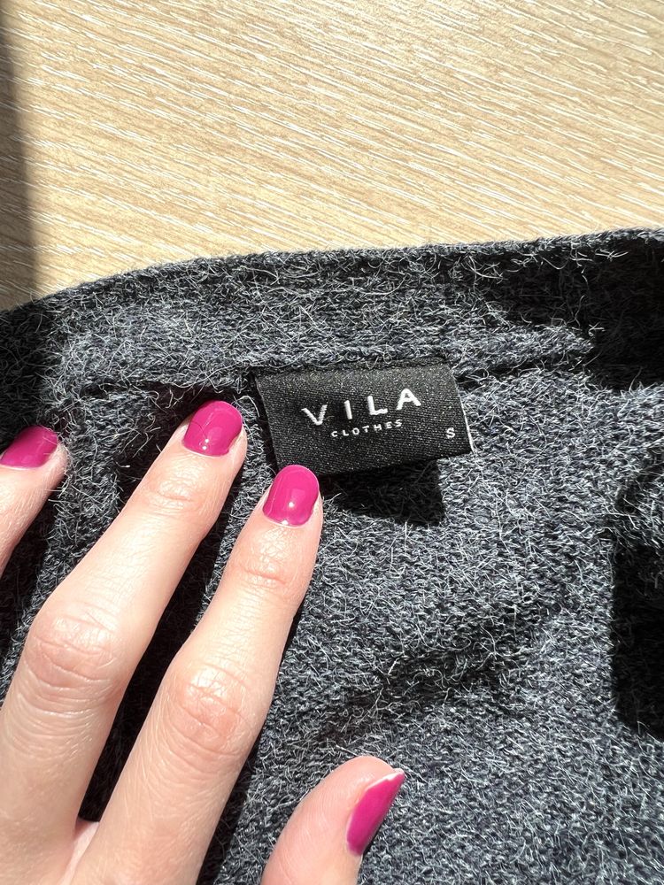 Sweter z wełną długi rozpinany narzutka na jesień zimę VILA