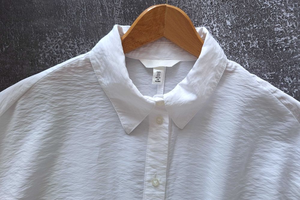 Biała Sukienka Koszulowa H&M Wiązanie z przodu S/M wiskoza